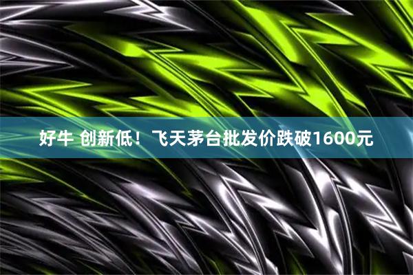 好牛 创新低！飞天茅台批发价跌破1600元